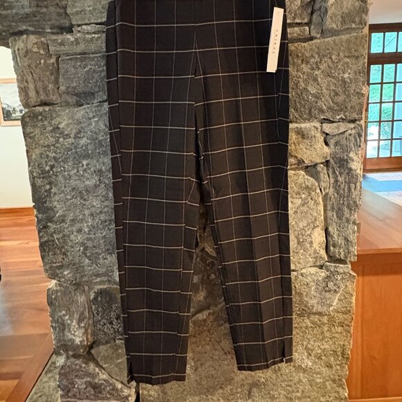 TRIBAL FIA PRINTED TROUSER BLACK WINDOW PANE PLAID; SZ 8; NWT - Picture 2 of 7